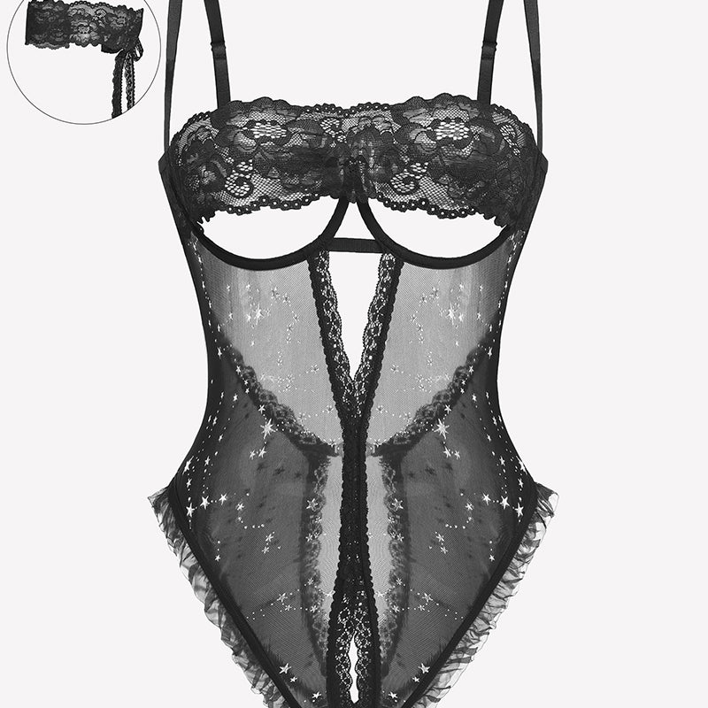 Teddy-Dessous mit Spitze und V-Ausschnitt im Schritt