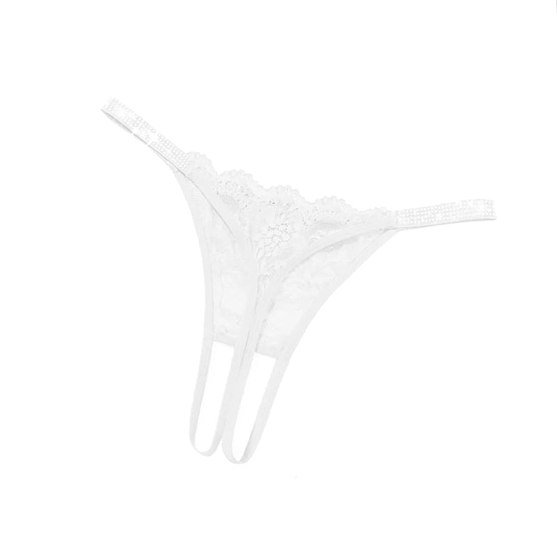 Floral Lace Briefs Rhinestones Strap Panties