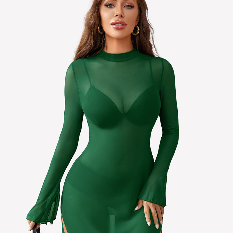 Mesh Bell Sleeves Bodycon Dress