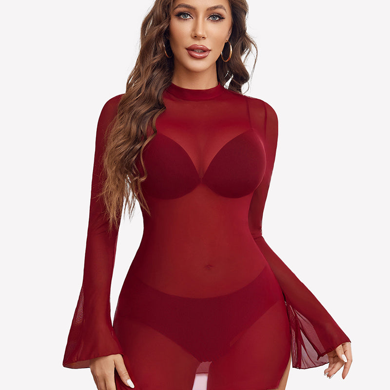 Mesh Bell Sleeves Bodycon Dress