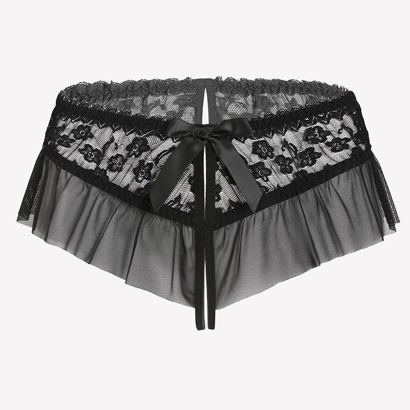 Floral Lace Briefs with Cute Bow