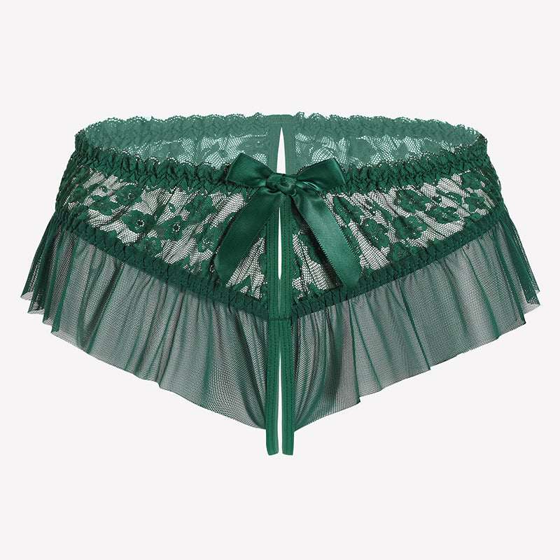 Floral Lace Briefs with Cute Bow