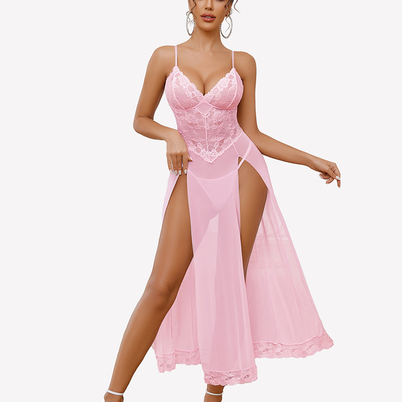 Long Lace Side Split Night Gowns
