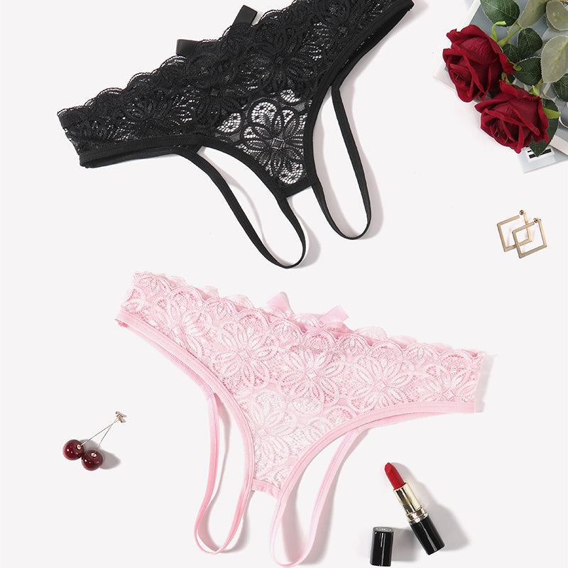 Lace Panties Hollow Out Rear Bowknot Briefs