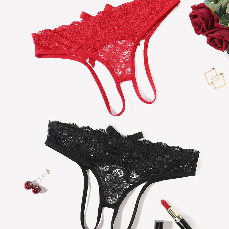 Lace Panties Hollow Out Rear Bowknot Briefs