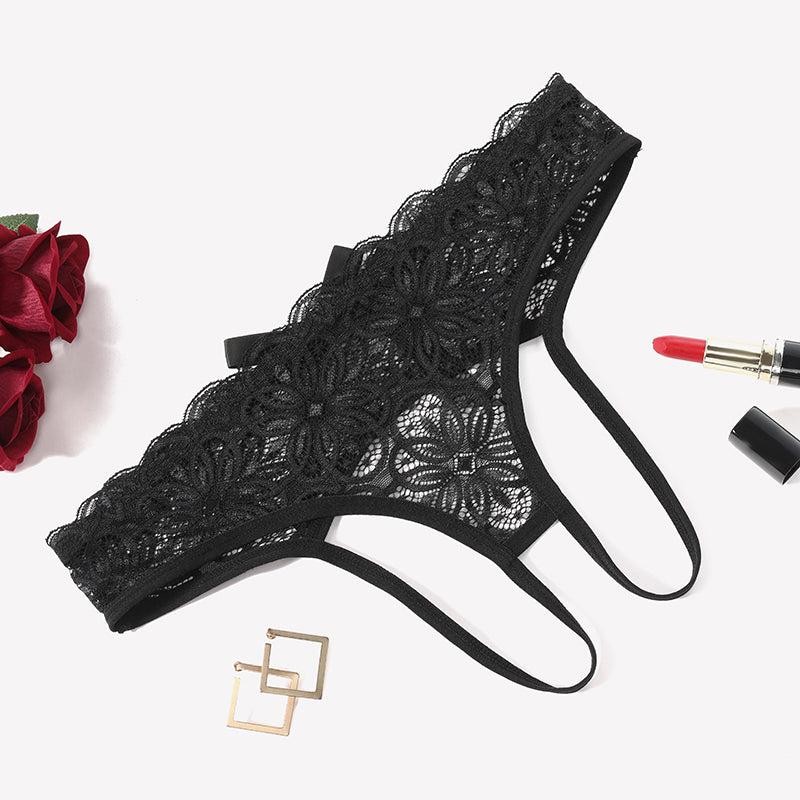 Lace Panties Hollow Out Rear Bowknot Briefs