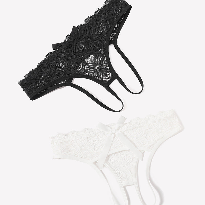 Lace Panties Hollow Out Rear Bowknot Briefs