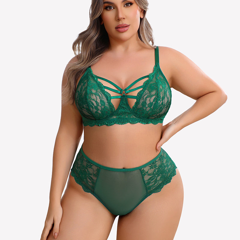 Plus Size Lace Bra Panties Set