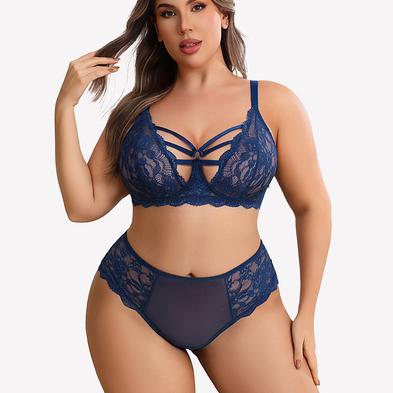 Plus Size Lace Bra Panties Set