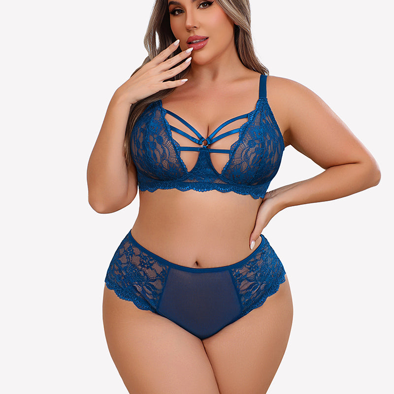Plus Size Lace Bra Panties Set