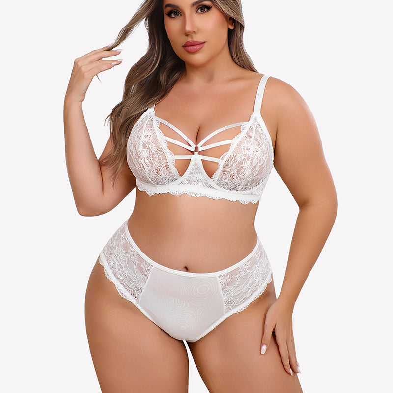 Plus Size Lace Bra Panties Set