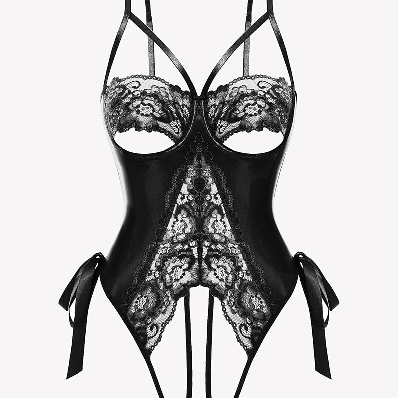 PU Cutout Teddy Underwire Bodysuits