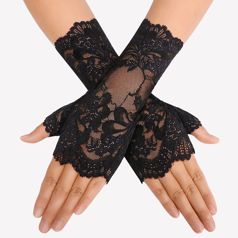 Short Lace Gloves Fingerless Bridal Wrist Glove
