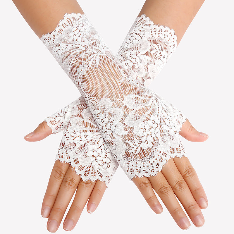 Short Lace Gloves Fingerless Bridal Wrist Glove