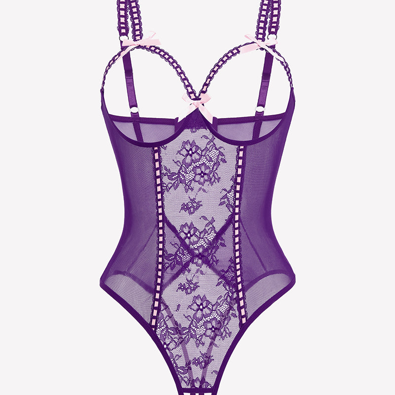 Crotchless Lingerie Lace Bodysuit Mini Teddy