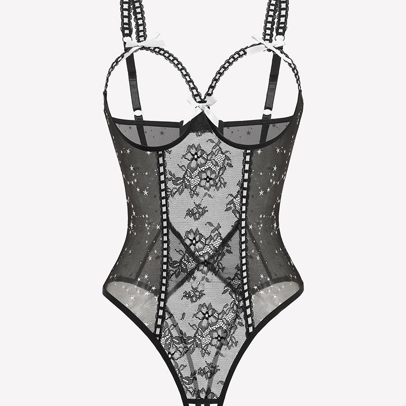 Crotchless Lingerie Lace Bodysuit Mini Teddy