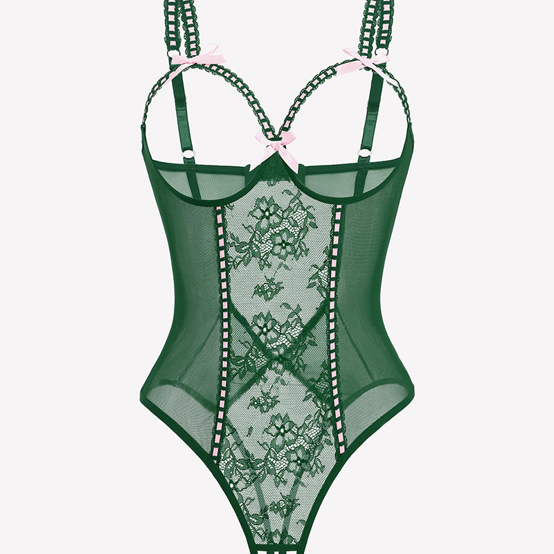 Crotchless Lingerie Lace Bodysuit Mini Teddy