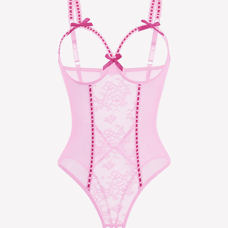 Crotchless Lingerie Lace Bodysuit Mini Teddy