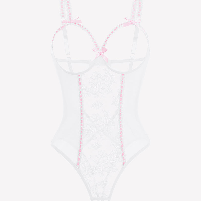 Crotchless Lingerie Lace Bodysuit Mini Teddy