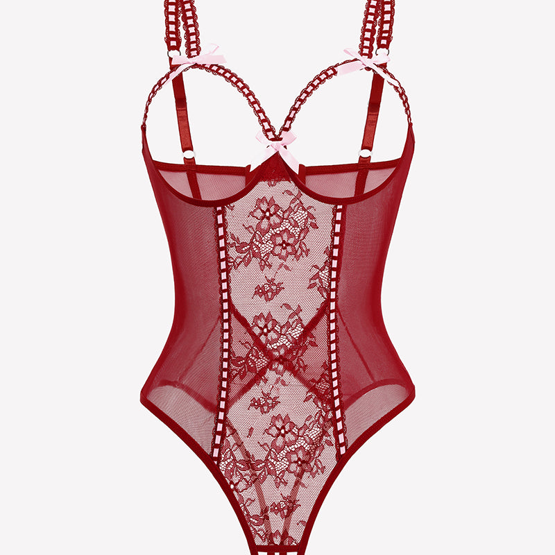 Crotchless Lingerie Lace Bodysuit Mini Teddy