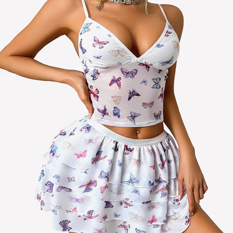 Two Piece Lounge Set – Tank Top and Skirt Vacation Outfit