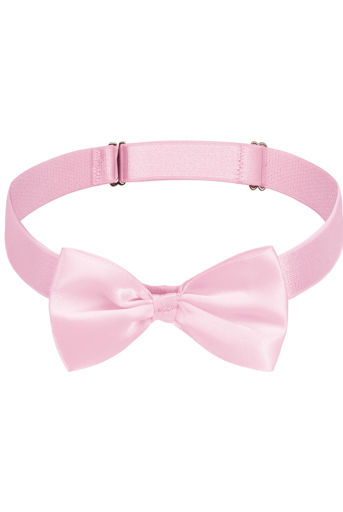 Pink satin choker with wide band and large bow at center