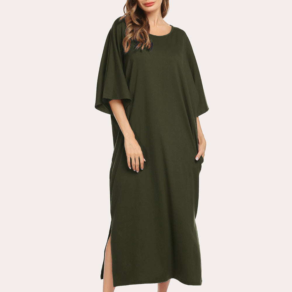 Ekouaer Oversized Split Hem Nightdress (US Only)