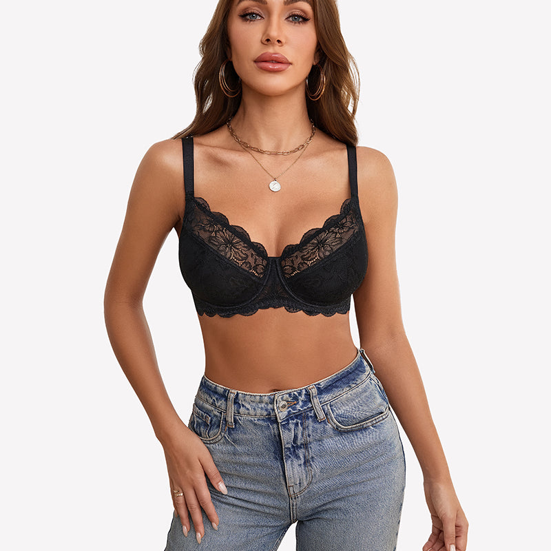 Lifting Lace Underwire Bra for Large Bust