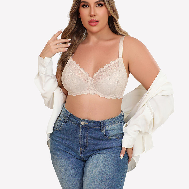 Lifting Lace Underwire Bra for Large Bust