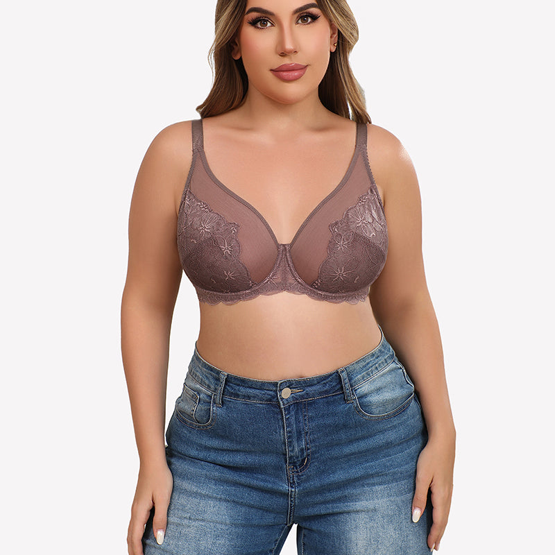 Lace Bra Full Coverage Mesh Bra