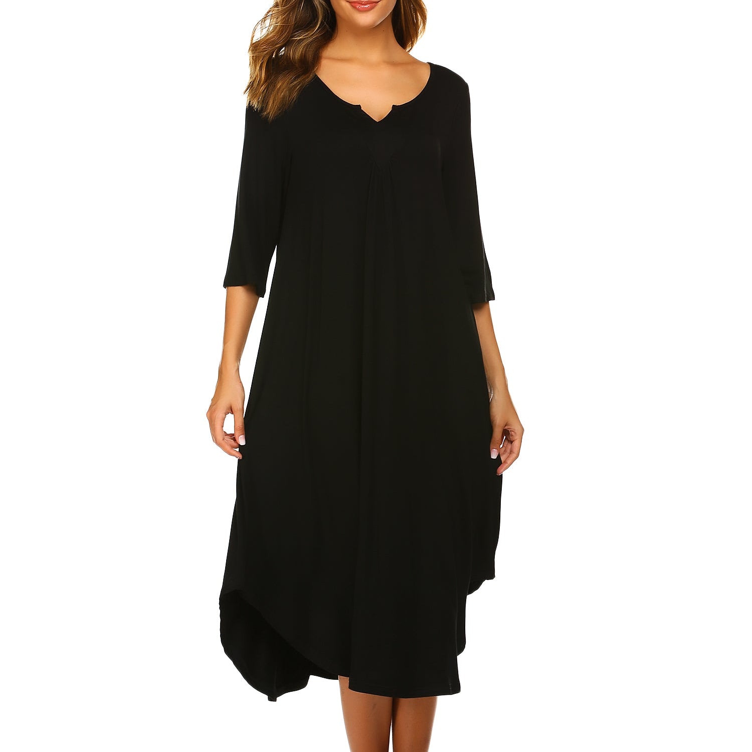3/4 Sleeve Asymmetrical Hem Nightdress (US Only)