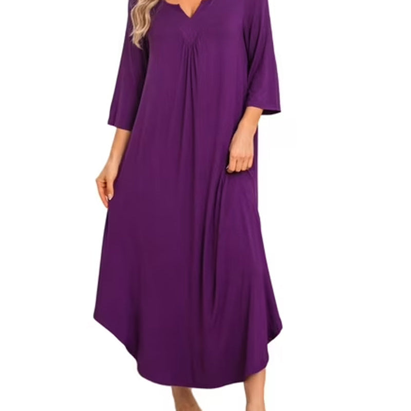 3/4 Sleeve Asymmetrical Hem Nightdress (US Only)