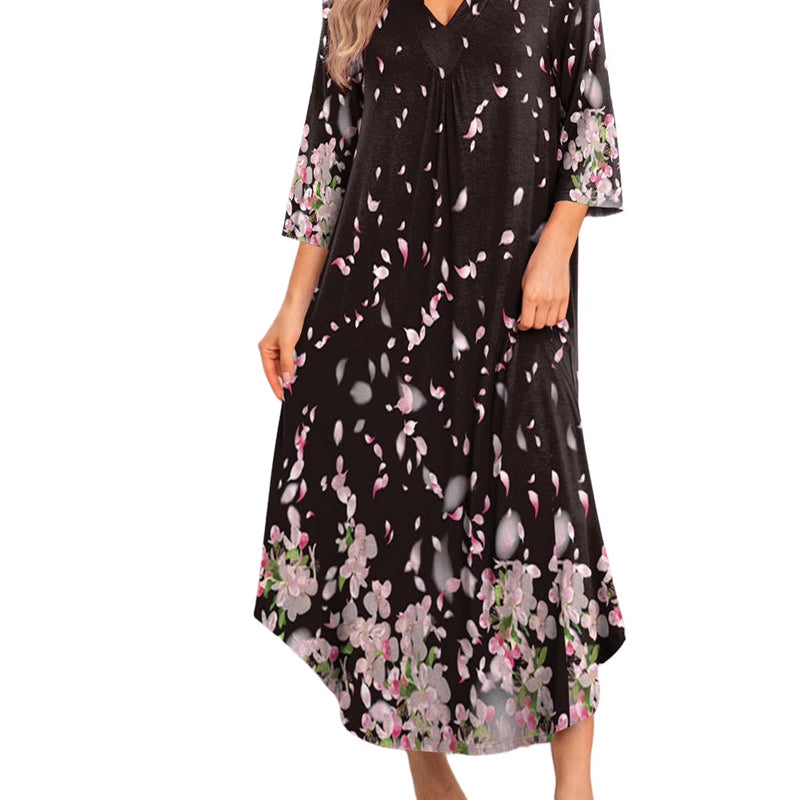 3/4 Sleeve Asymmetrical Hem Nightdress (US Only)
