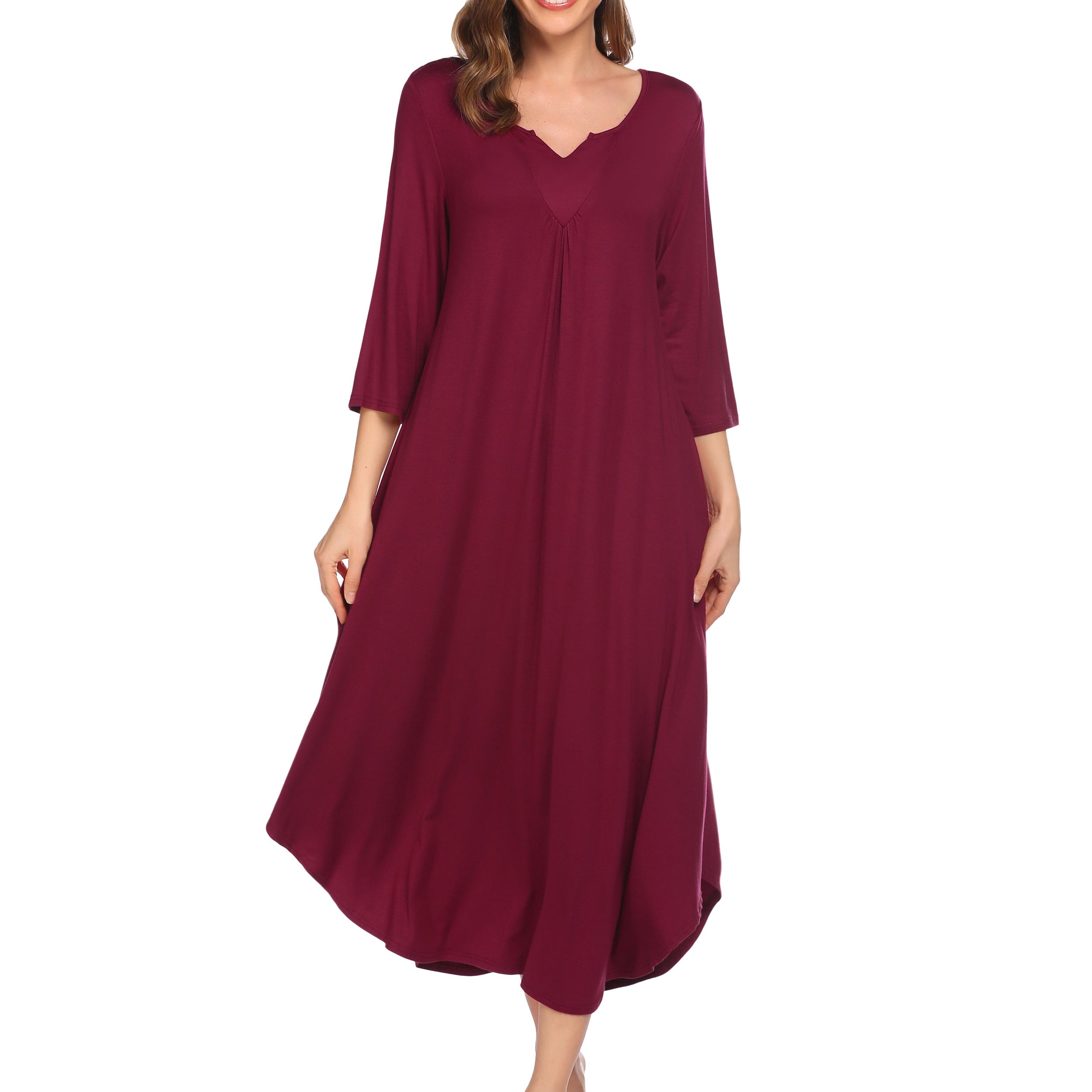 3/4 Sleeve Asymmetrical Hem Nightdress (US Only)