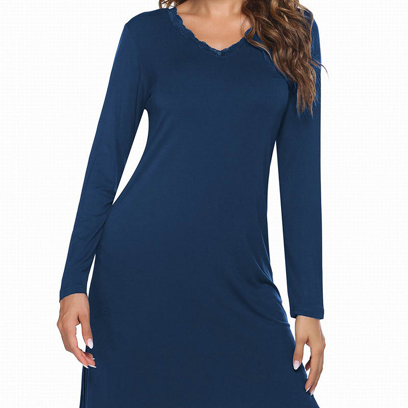 Long Sleeve Nightgowns Lace Night Dress (US Only)