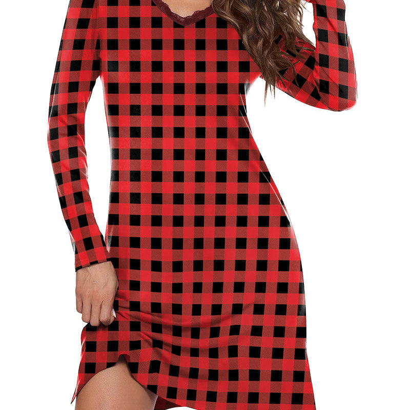 Long Sleeve Nightgowns Lace Night Dress (US Only)