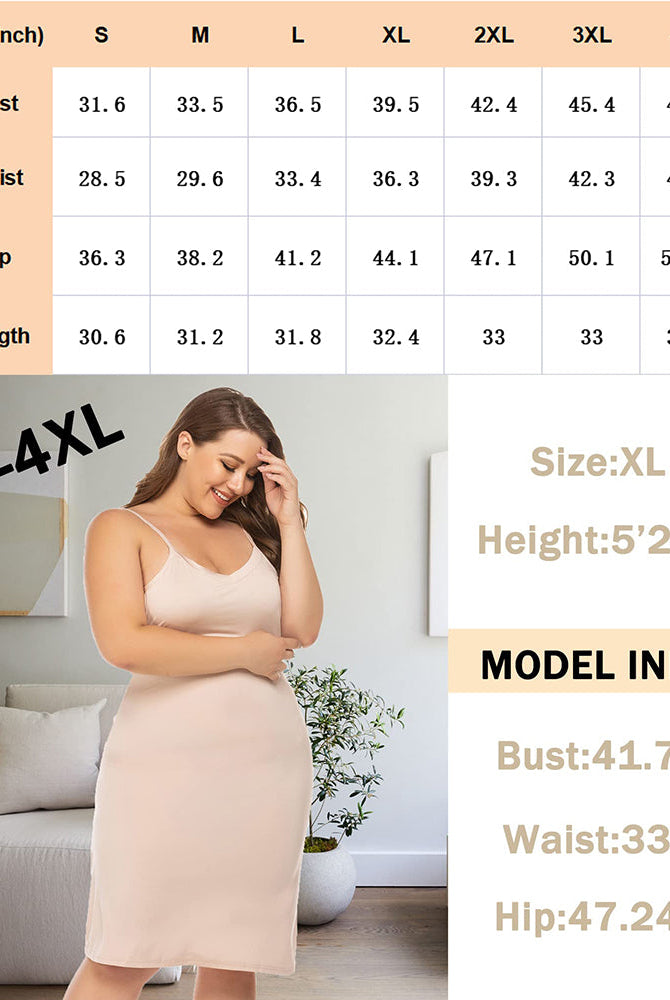 Plus size nude chemise nightgown, adjustable straps, knee length, S-4XL, featuring flattering fit.