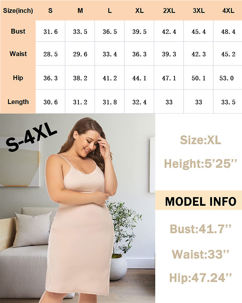 Plus size nude chemise nightgown, adjustable straps, knee length, S-4XL, featuring flattering fit.