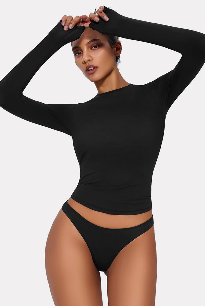 Black Y2K double lined top and underwear set, lightweight and breathable