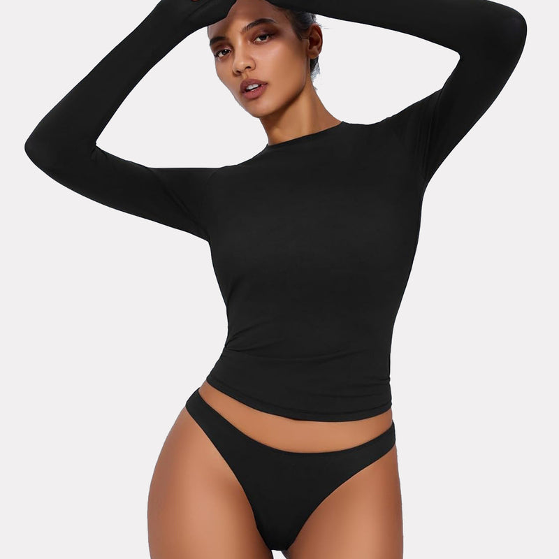 Black Y2K double lined top and underwear set, lightweight and breathable