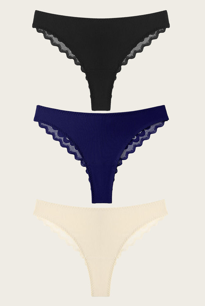 Avidlove no-show hipster panties in black, navy, cream. Soft lace, sexy and comfortable lingerie.