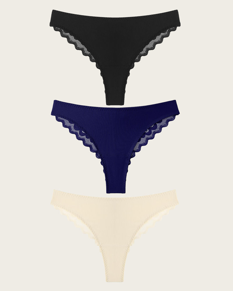 Avidlove no-show hipster panties in black, navy, cream. Soft lace, sexy and comfortable lingerie.