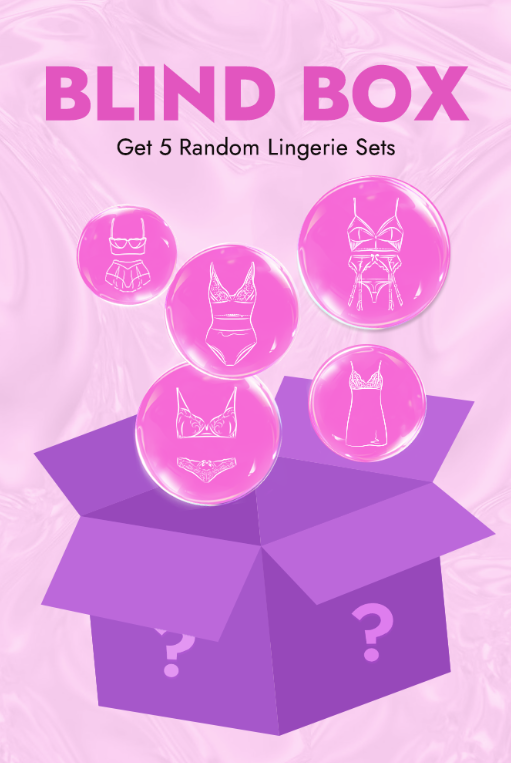 Avidlove Blind Lingerie Box featuring 5 random lingerie sets; mystery box special offer.