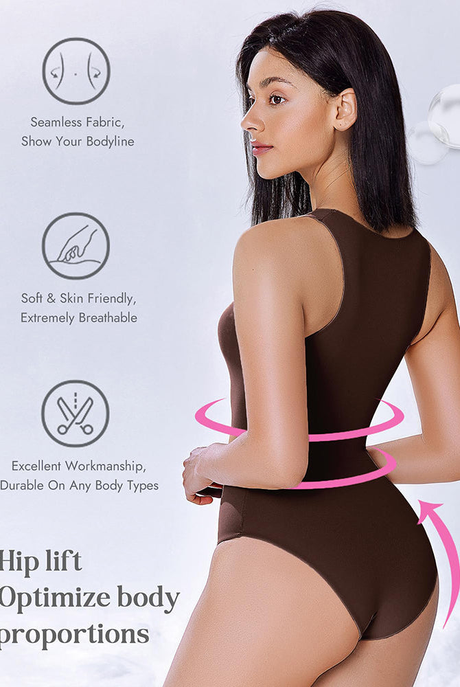 Brown Avidlove double-lined tank bodysuit: seamless, shapewear, hip lift, and body proportion.