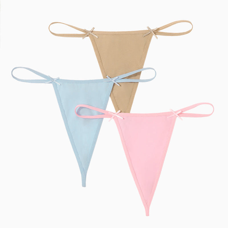 Avidlove 3-Pack G-String Thongs in pastel colors. Comfortable and sexy lingerie with bow details.