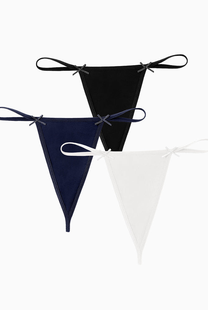 Avidlove 3-Pack G-String Thongs in Black, Navy, White. Comfortable, sexy lingerie.