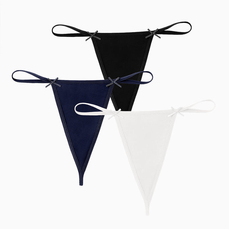Avidlove 3-Pack G-String Thongs in Black, Navy, White. Comfortable, sexy lingerie.