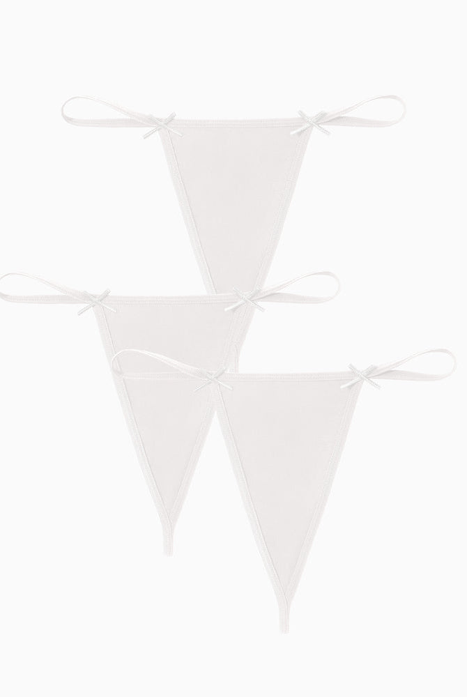 Avidlove 3-Pack White G-String Thongs with Bows. Comfortable and sexy lingerie.