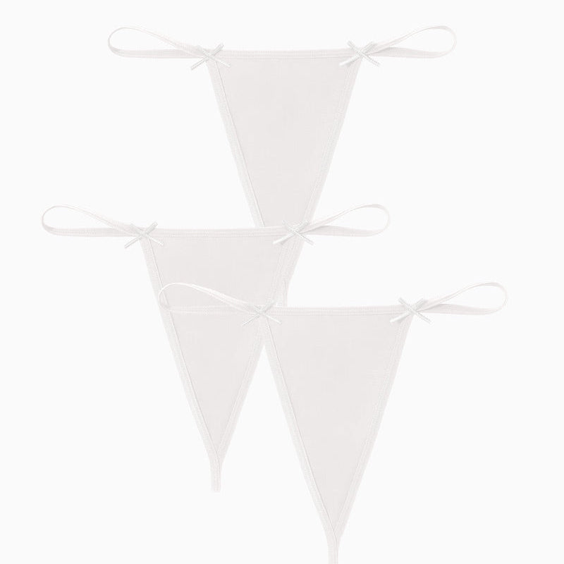 Avidlove 3-Pack White G-String Thongs with Bows. Comfortable and sexy lingerie.