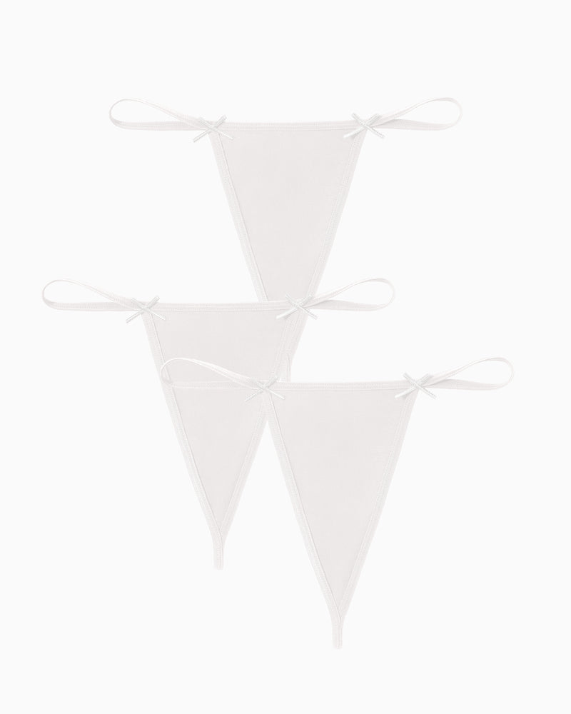 Avidlove 3-Pack White G-String Thongs with Bows. Comfortable and sexy lingerie.